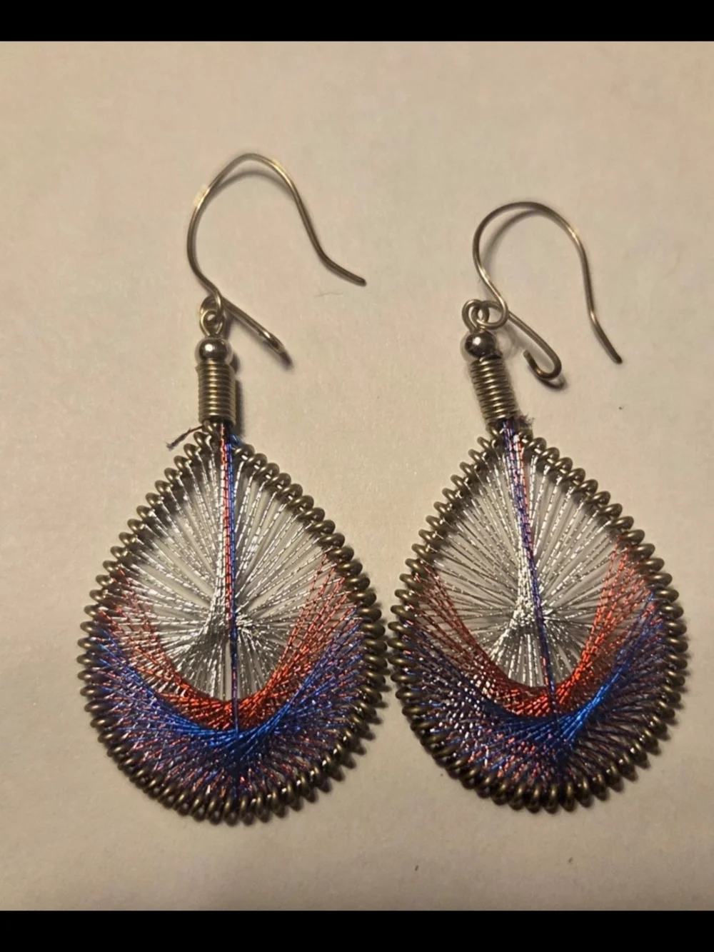 Multicolor Threaded Teardrop Dangle Earrings